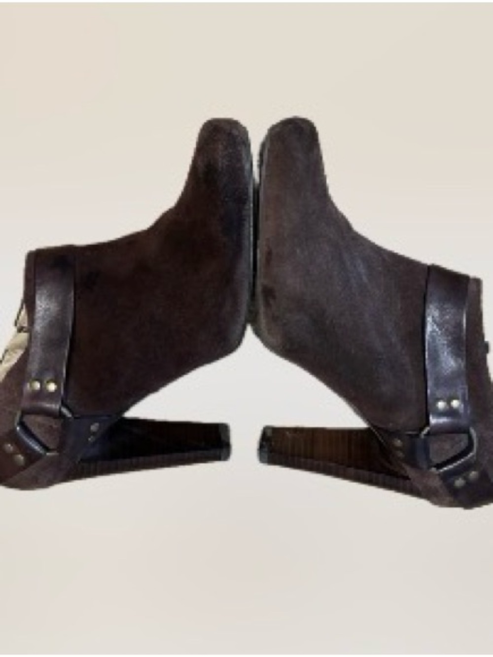 Jessica Simpson Dark Brown Suede Ankle Booties with zip and side strap detail